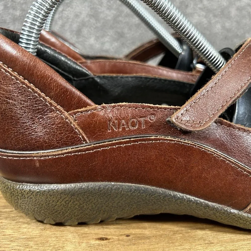 Naot Matai Women’s Size 9 Brown Red Leather Mary Jane Swirl Comfort Shoes Used
